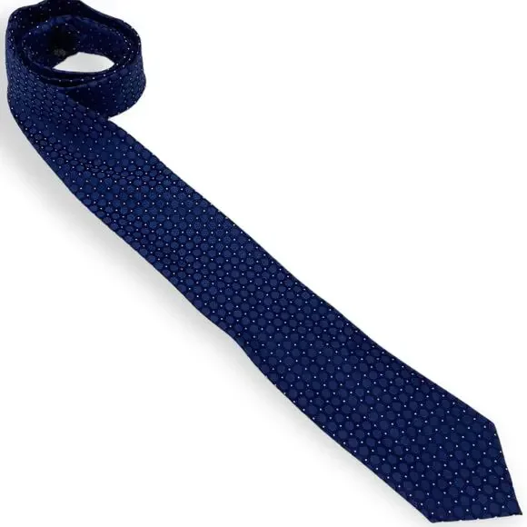 CALVIN KLEIN Blue Silk Polka Dot Sphere Pattern Tie - Picture 7 of 7
